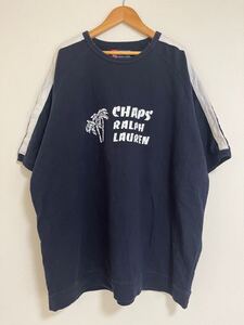 CHAPSRALPH LAUREN チャップスラルフローレン 文字　プリント　ラグランスリーブ　半袖Tシャツ 前V メンズXL〜　大きめ【状態良好】