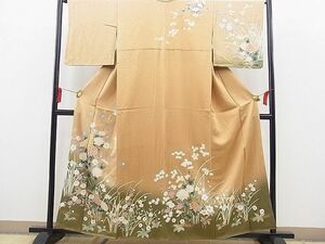 平和屋野田店■訪問着　草花文　ぼかし染め　金彩　逸品　BAAE3669gt