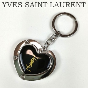 YVES SAINT LAURENT イブサンローラン バッグハンガー キーホルダー シルバー×ブラック アクセサリー レディース