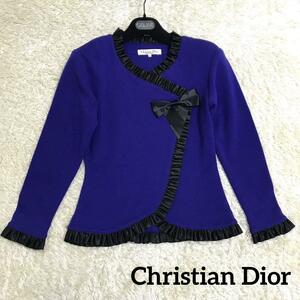 ChristianDior クリスチャンディオール　長袖　リボン　フリル　ブルー ジャケット　