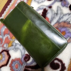 未使用 ウォレット 大容量 wallet 長財布 YKKファスナー 皮革 leather アドバンレザー green 緑 グリーン(検 WILDSWANS ワイルドスワンズ