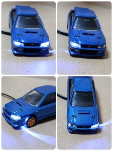 ダミースキャナー インプレッサ WRX STI 22B GC8 LED 12V 2灯点滅 トミカ ミニカー スバル 藤原 文太 親父 名機 即決