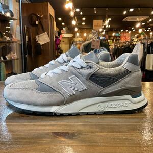 New Balance ニューバランス U998GR ローカットスニーカー グレー USA製 size 27cm ほぼ未使用品 本体のみ