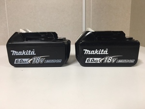 中古品/フル充電・動作確認済み　2個まとめて　makita/マキタ　純正リチウムイオンバッテリ　BL1860B　6.0Ah　A-60464　残量表示・雪マーク