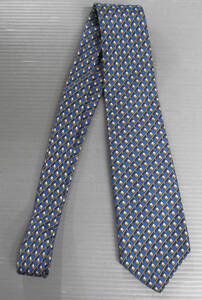 エルメス：シルク ネクタイ 幾何学模様 青 （ HERMES Silk Tie Blue Paris France