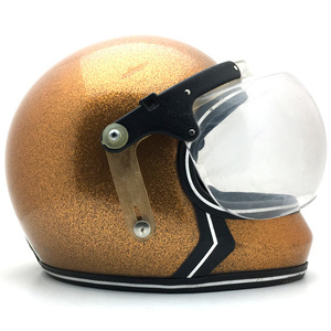 送料無料 可変式純正シールド付 GOLD METALFLAKE 57cm/金ゴールドビンテージヘルメットハーレー族ヘルカフェヘル国産旧車暴走族madmaxbell