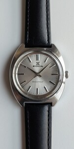 稼働 EDOX エドックス SWISS 手巻き 新品革ベルト メンズ 腕時計 Cライン 機械式 SS シルバー文字盤 耐震構造 クリーニング済 送料お安め