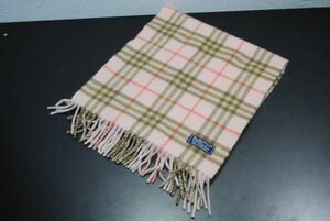 送料無料 Burberry マフラー ピンク カシミヤ100% ロンドン チェック MADE IN ENGLAND 同梱可能 返品保証有り