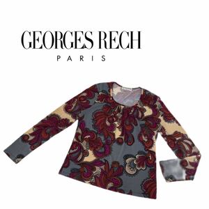 a913 日本製 GEORGES RECH ジョルジュ・レッシュ トップス 長袖 長袖シャツ ピンク系 花柄 総柄 レディース サイズ38