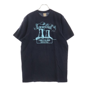 アバクロンビーアンドフィッチ GLOW WITH PRIDE グロウ ウィズ プライド プリント クルーネック コットン 半袖Tシャツ カットソー ネイビー