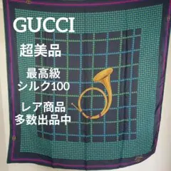 さ667超美品　グッチ　アクセサリー　スカーフ　最高級シルク100　千鳥格子