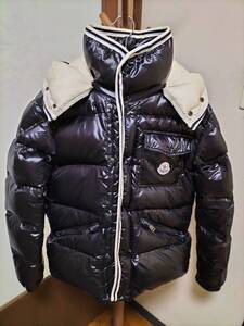 美品 MONCLER モンクレール 黒 ブラック 0 S メンズ フード ダウンジャケット