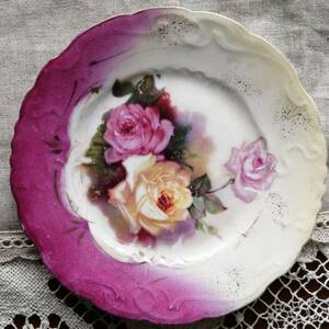 BABARIA　ババリア　E&R　薔薇　古い　小さなプレート　皿　アンティーク　２枚目　傷なし