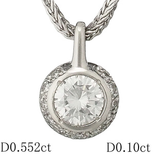 ダイヤモンド/0.552ct 0.10ct デザイン ネックレス Pt850チェーン