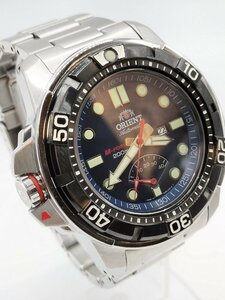 1円～【美品】オリエント ORIENT エムフォース M-FORCE EL06-D0-B 自動巻き メンズ腕時計 本体のみ 紺文字盤 デイト 左竜頭 稼働品 J734