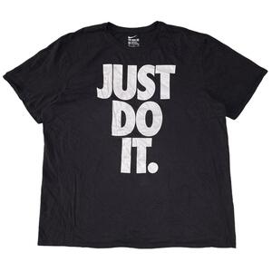 ナイキ 半袖Tシャツ JUST DO IT ブラック ロゴT 夏物古着bl4① XXL相当