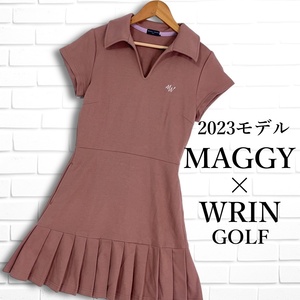 ◆美品 23SS◆ MAGGY × WRINN GOLF マギー リン ゴルフ ストレッチ 半袖 プリーツ スカート ワンピース ウェア レディース 36 S　2384G