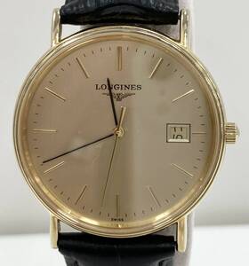 【1円スタート！】LONGINES L4.720.2 30752101 腕時計 ロンジン ゴールド文字盤 革ベルト デイト