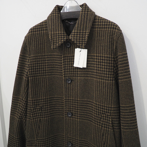 新品 定価314600円 ドリスヴァンノッテン 21aw グレンチェック ステンカラー コート カーキ 黒 46 メンズ M DRIES VAN NOTEN FOX BROTHERS