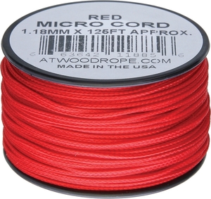 ATWOOD ROPE MFG / アトウッドロープ　パラシュートコード　マイクロコード　パラコード　極細　USA製　1.18mm×125ft　レッド