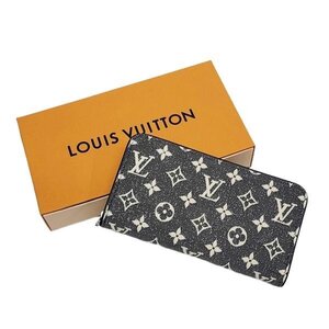 BA718Z LOUIS VUITTON ルイ ヴィトン 2022 モノグラム・ジャカード デニム ジッピー・ウォレット 長財布 M81858 グレー 箱付 良品