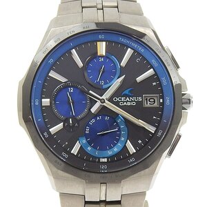 ■ 1円 ～ 中古品 定価19.8万■ カシオ CASIO ■ オシアナス マンタ OCEANUS OCW-S5000E-1AJF ■ ブルー 青 ブラック 黒 チタン メンズ