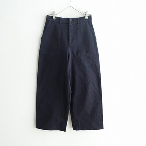 マカフィー MACPHEE *コットンストレッチツイルワイドストレートパンツ*36綿混ネイビー紺(25-2409-247)【31J42】