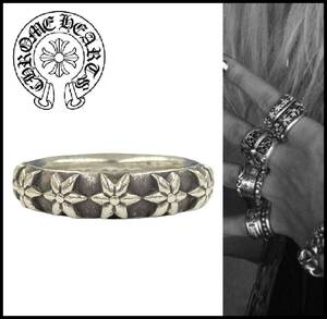 ★正規品★ CHROME HEARTS クロムハーツ シルバー 925 STAR BAND RING CH プラス クロス スクロール スター バンド リング 指輪 20号