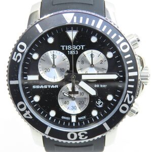 158s TISSOT ティソ シースター1000 黒文字盤 T120417A クロノグラフ クオーツ 腕時計 ※中古