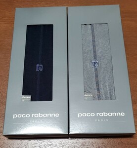 ●paco rabanne PARIS パコ・ラバンヌ●綿100％　 靴下 ソックス 25cm 2足セット ブラック&グレー　メンズ　未使用品　保管品