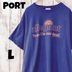 PORT アメリカ古着 ビッグプリント ブルー Tシャツ L メンズ