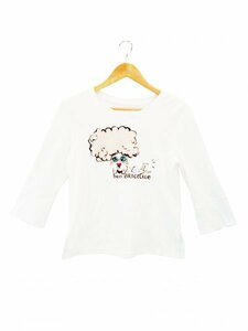 LU0648 ○送料無料 古着 レディース Tシャツ Lサイズ ホワイト 長袖 スリット 切り替え 綿100％ 水着 ギャル イヤリング