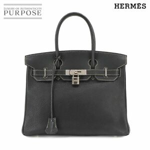 新品同様 エルメス HERMES バーキン30 ハンド バッグ トゴ ブラック系 □H刻印 シルバー 金具 Birkin 30 90219093