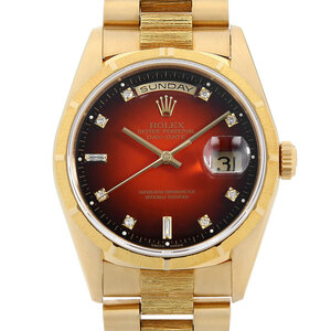 ロレックス デイデイト バーク 18248A レッド グラデーション E番 中古 メンズ 腕時計