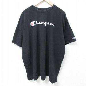 XL/古着 チャンピオン Champion 半袖 ブランド Tシャツ メンズ ビッグロゴ 大きいサイズ コットン クルーネック 黒 ブラック 24may27 中古