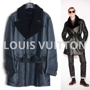 LOUIS VUITTON 13AW 国内正規品 ベルテッドムートンコート 46 チェスターコート ボアレザージャケット ミリタリー Dior Homme/FENDI関連