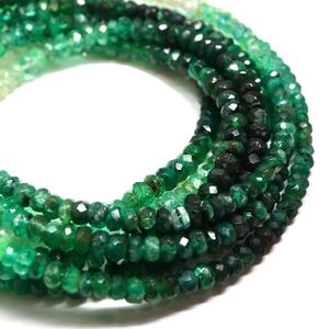 1円〜!!《天然エメラルド3連ネックレス》D 約20.8g 約44.5cm emerald necklace jewelry DE0/EA0 E152