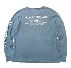 衝撃プライス！大人ベーシックモデル！【Abercrombie&Fitch アバクロ】長袖プリントTシャツ ロングスリーブ【L/ブルー】E13