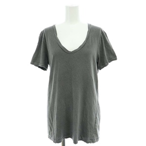 ドゥーズィエムクラス DEUXIEME CLASSE Garment Dye Tシャツ カットソー 半袖 Vネック USED加工 グレー /ES ■OS レディース