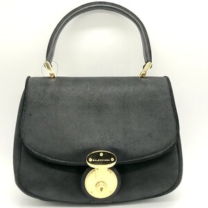 BALENCIAGA サドルバッグ レザー 革 ハンドBAG ロックキー フラップ 163531-002058 レディース ブラック バレンシアガ 服飾雑貨 B8459◆