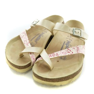 ビルケンシュトック BIRKENSTOCK パピリオ papillio タボラ TABORA サンダル ベルト 花柄 38 24.5cm 白 アイボリー ピンク /TK ■OF レディ