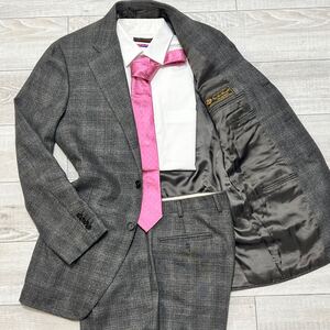 美品！稀少Lサイズ BEAMS F × Loro Piana カシミヤ級の着心地 メリノウール シングルスーツ セットアップ チェック 伊製 ロロピアーナ