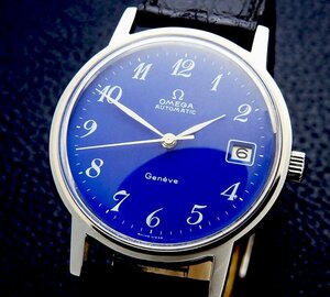 OMEGA オメガ Geneve ジュネーブ Steel 166.0163 Blue Dial メンズ 自動巻き (美品、OH済み ) / 34mm