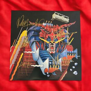 Judas Priest ジューダス・プリースト Rob Halford ロブ・ハルフォード K. K. Downing K.K・ダウニ 直筆サイン入り LP レコード 送料無料