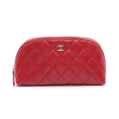 シャネル CHANEL ポーチ マトラッセ レッド レザー マトラッセ ポーチ レディース Used A