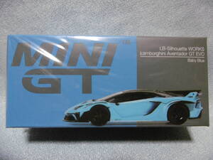 開封未使用品 MINI GT 494 LB -Silhouette WORKS Lamborghini Aventador GT EVO Baby Blue 右ハンドル