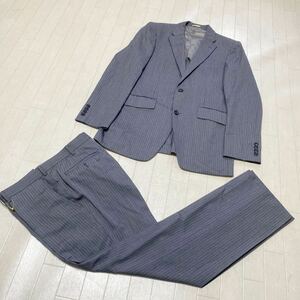 3928☆ TAKEO KIKUCHI タケオキクチ セットアップ スーツ ビジネス ドレス メンズ 3 グレー ストライプ