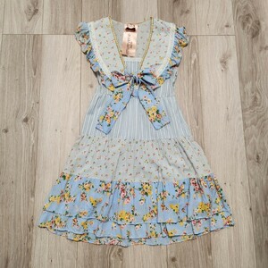 美品 emureverie 水色×花柄セーラー風ワンピース Angelic Pretty BABY THE