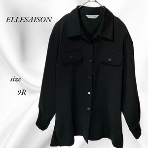 ELLESAISON レディース　長袖 シャツ ジャケット　ブラック　無地　肩パッド　M