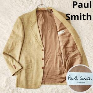 【美品 メンズXLサイズ】ポールスミス Paul Smith テーラードジャケット ベージュ へリーンボーン 大きいサイズ 日本製 ウール